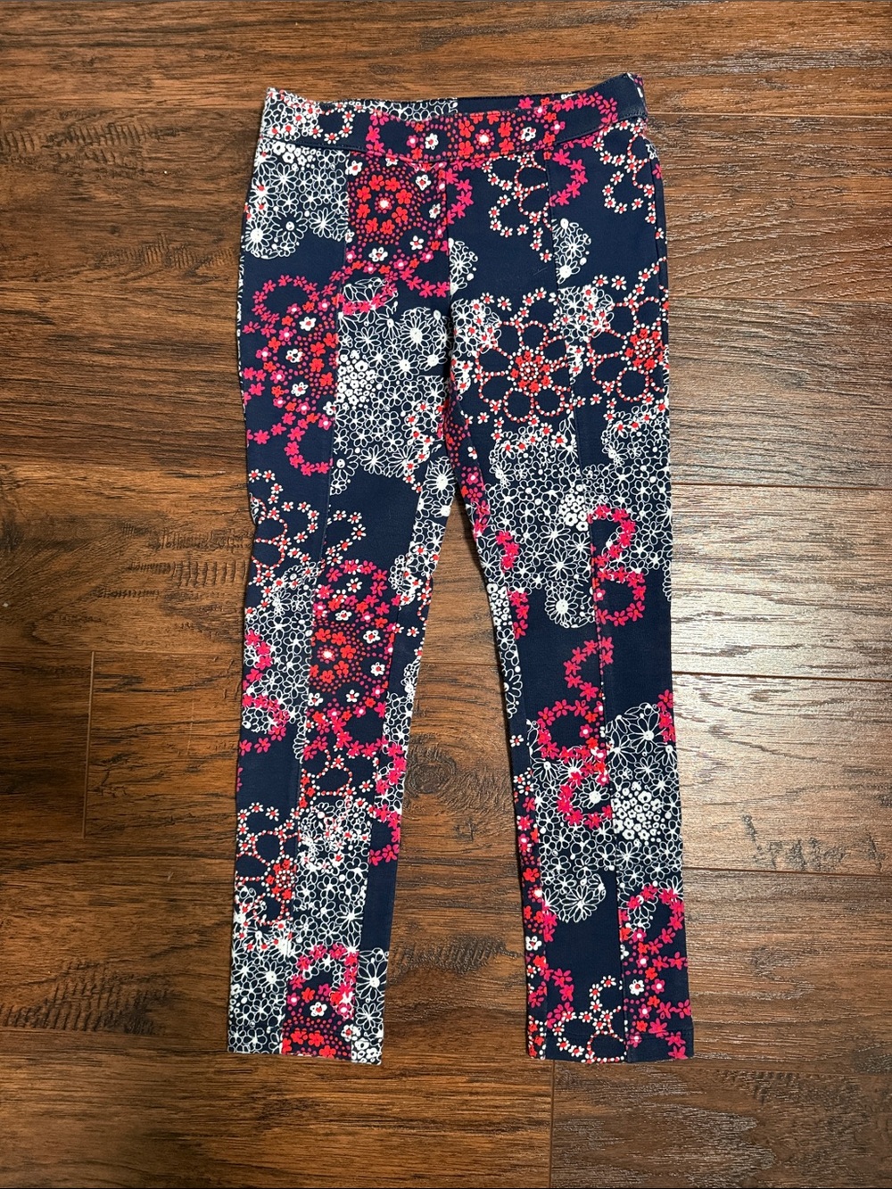 Gymboree Navy Pants with Pink & White Floral Design